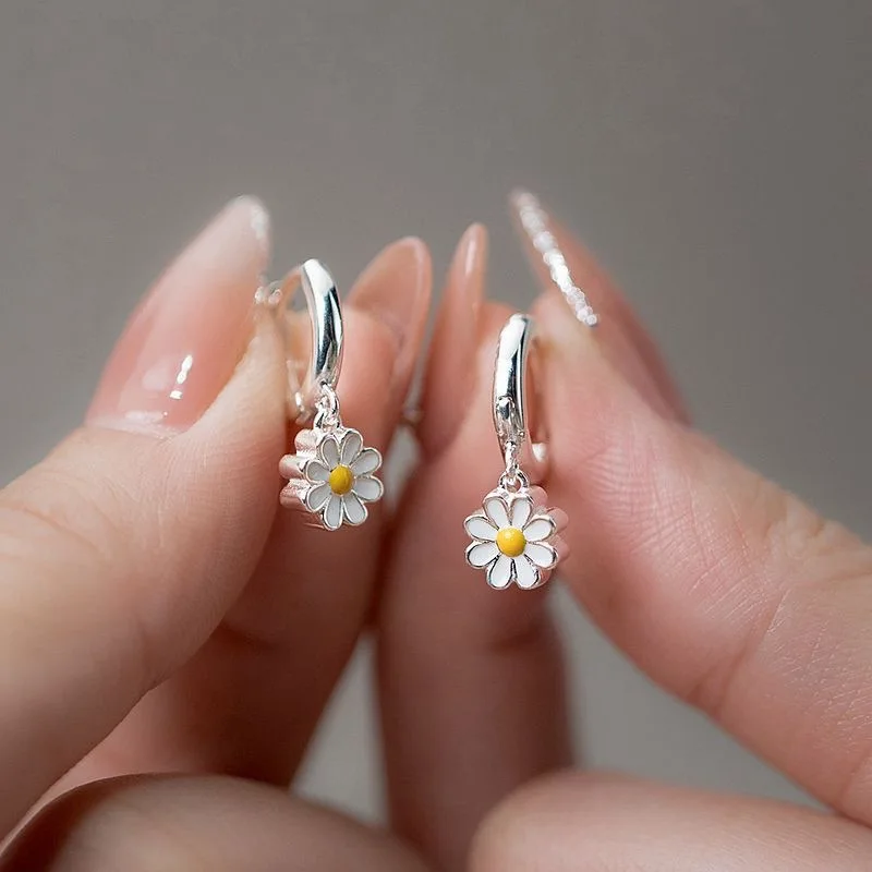 Ethnic Modern Fashion - 925 Sterling Silver Earrings Sunflower Temperament